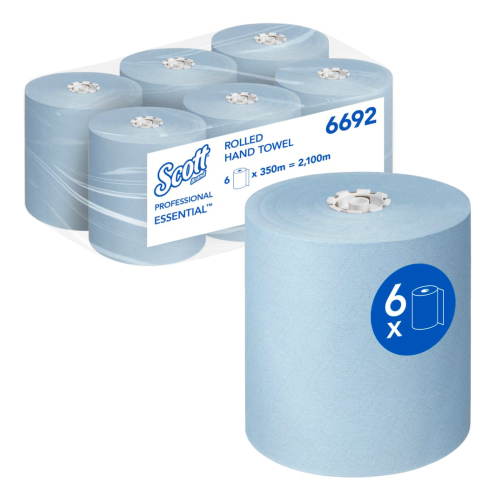 KC Scott® Essential™ Rolled Hand Towels - Blue Paper Towels - 6 x 350m
