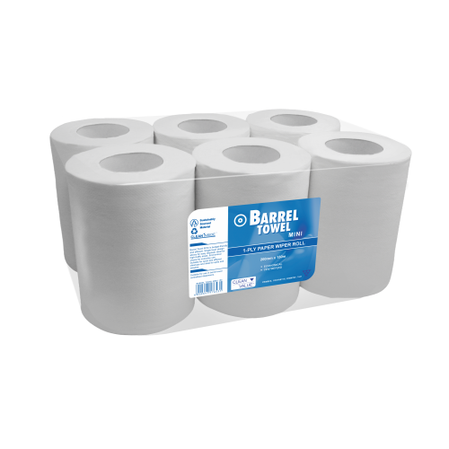 Prime Barrel Towel Mini - 1-Ply Paper Wiper Roll