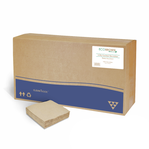 Eco Brown Cocktail Serviettes 2-Ply - 1000 per Box
