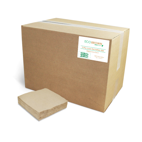 Eco Brown Luxe 400 Serviettes 2-Ply - 500 Sheets